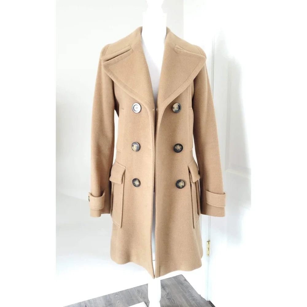 Burberry Camel Tan Wool Double-Breasted Trench Coat - Picture 3 of 15